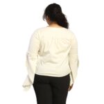 Beige Top With Delicate Petal Sleeves Design back view
