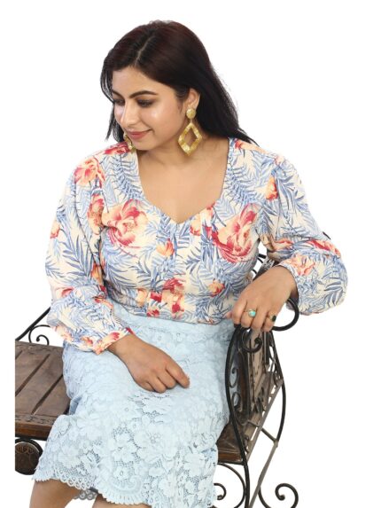 floral print casual wear top in top view