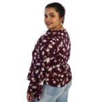 Elegant Maroon Floral Top For Office side view
