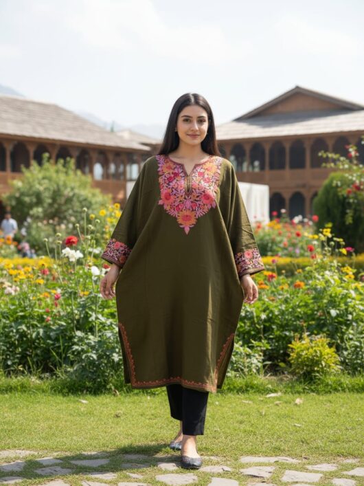 Kashmiri Pheran - Olive Green