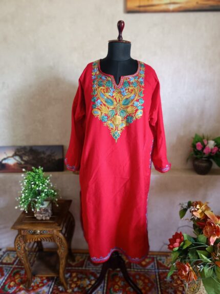 Kashmiri Pheran - Cherry Red