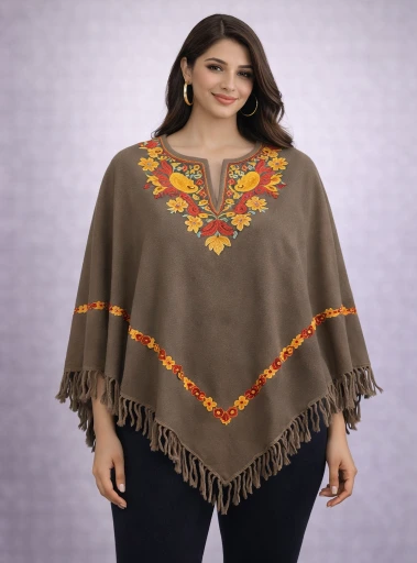 Kashmiri Ponchu - Brown