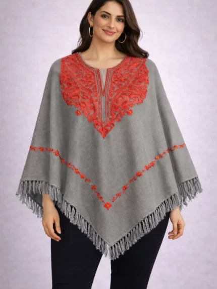 Kashmiri Ponchu - Grey