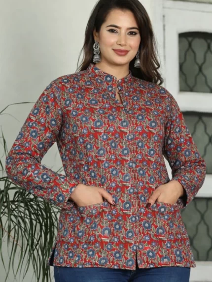 Short Jaipuri Quilted Reversible Jackets – Maroon Printed