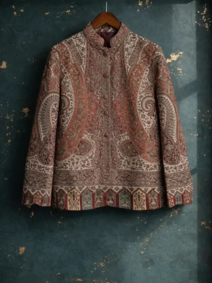 Winter Cashmilon Jackets - Maroon White