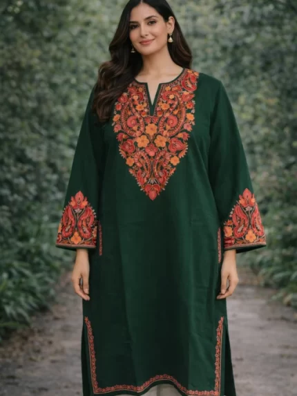 Designer Kashmiri Pherans - Deep Green