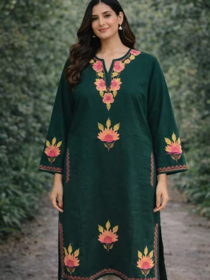 Designer Kashmiri Pherans - Green Floral