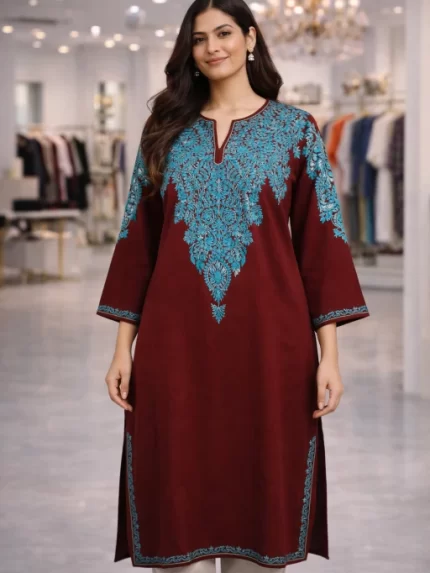 Designer Kashmiri Pherans - Maroon