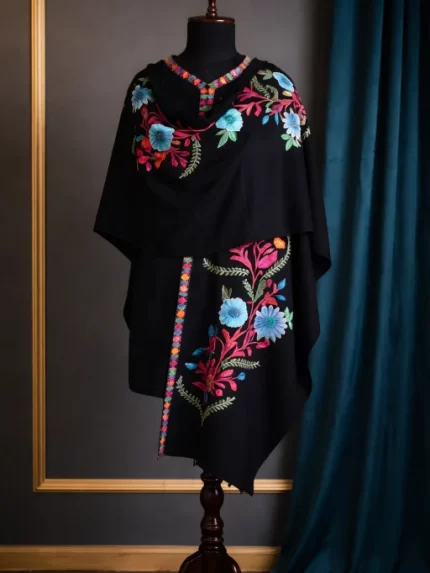 Kashmiri Ponchu - Black