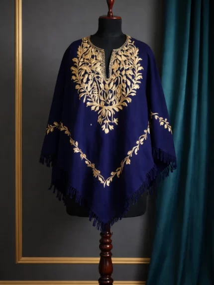 Kashmiri Ponchu - Blue