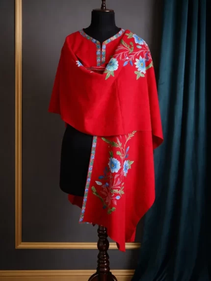 Kashmiri Ponchu- Red