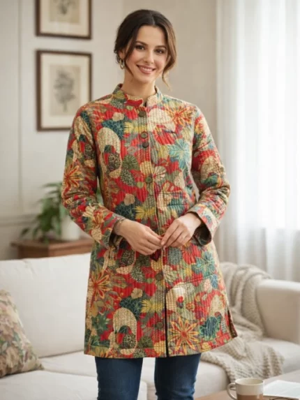 Long Coat For Winter Season - Multicolor