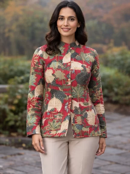 Short Jaipuri Quilted Reversible Jackets – Multicolor Red