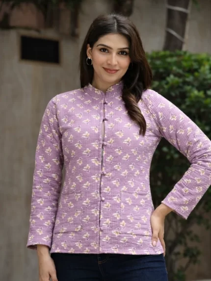 Short Jaipuri Quilted Reversible Jackets – Light Violet