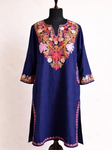 Kashmiri Woolen Kurti - Blue