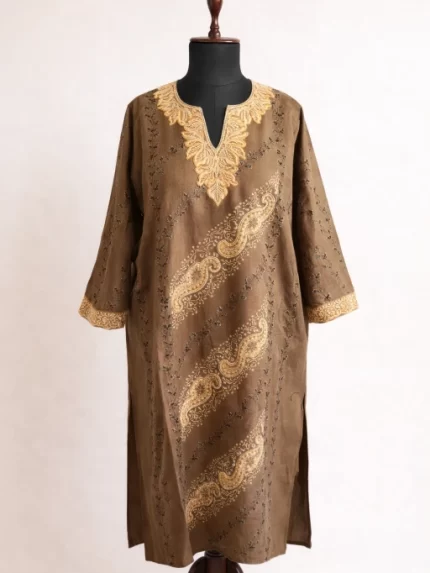 Kashmiri Woolen Kurti - Brown