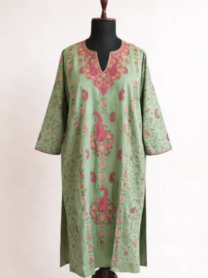 Kashmiri Woolen Kurti - Green