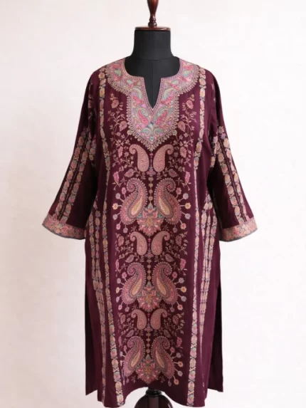 Kashmiri Woolen Kurti - Dark Magenta