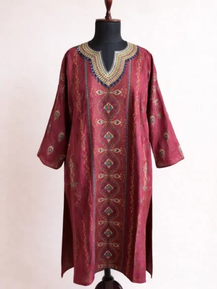 Kashmiri Woolen Kurti - Maroon