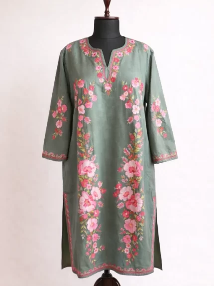 Kashmiri Woolen Kurti - Soft Olive